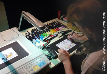 Le cartooniste au travail