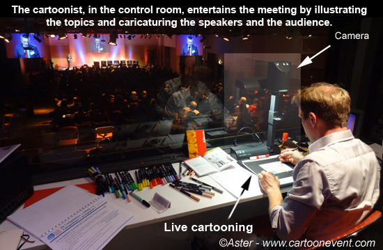 Cartoonist Aster providing live cartoon animation  and caricatures on the spot