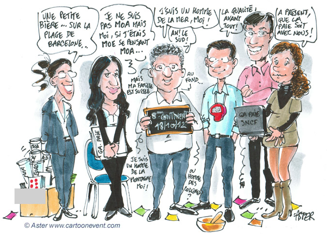 Caricatures modérateurs agence d'évènements