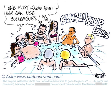 Dessin en direct travaux de groupe-jacuzzi