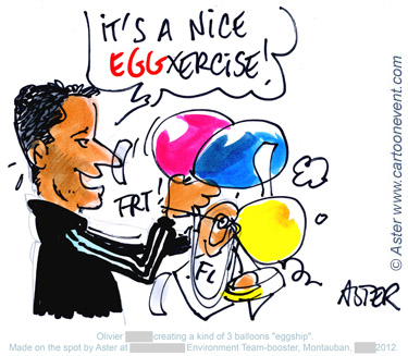 Dessin en live team-building oeufs-ballon