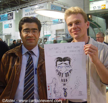 Dessin salon technologique: Glasstec : caricatures 01