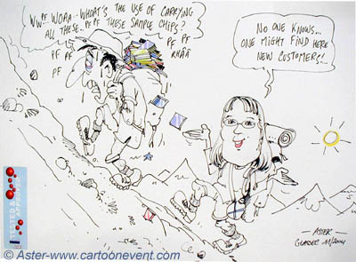 caricature au salon Glasstec